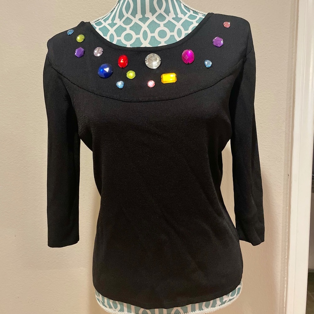 Joseph A Vintage Women’s Beaded Black Blouse